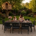 Lauko stalas 8 asmenims su 180x90 cm rudo HDPE stalviršiu – Paveikslėlis 3