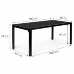Lauko stalas 8 vietoms, 180x90 cm, juodas, su HDPE plokšte ir plieniniu rėmu – Paveikslėlis 10