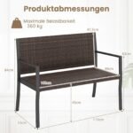 Lauko suoliukas dvietis su ratano pynimu (Ruda) – Paveikslėlis 2