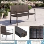 Lauko suoliukas dvietis su ratano pynimu (Ruda) – Paveikslėlis 4