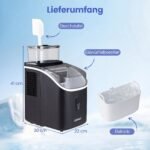 Ledo kubelių generatorius su 13 storio nustatymų ir automatiniu valymu (Juoda) – Paveikslėlis 2