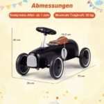 Mažylių paspirtukas-automobilis retro stiliaus metalinis (Juoda) – Paveikslėlis 2