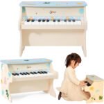 Medinis muzikinis pianinas su natų knygele