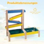 Medinis smėlio ir vandens žaidimų stalas su dviem baseinais vaikams (Daugiaspalvis) – Paveikslėlis 2