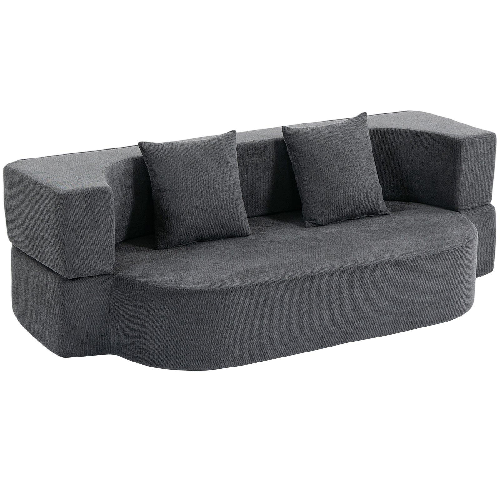 Miegamoji sofa be rėmo su aukšto tankio putplasčiu ir plačia sėdyne