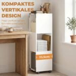 Mobili biuro spintelė su 3 atviromis lentynomis, spausdintuvo vieta ir stabdomais ratukais – Paveikslėlis 6