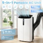 Mobili daugiafunkcinė oro kondicionavimo sistema 14000 BTU su vėsinimo ir šildymo režimais (Juoda ir balta) – Paveikslėlis 5