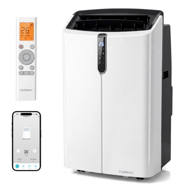 Mobili daugiafunkcinė oro kondicionavimo sistema 14000 BTU su vėsinimo ir šildymo režimais (Juoda ir balta)