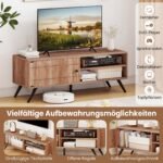Modernus TV staliukas su uždara spintele ir atviromis lentynomis (Pilkas ąžuolas) – Paveikslėlis 3