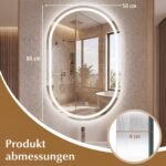 Ovalus vonios veidrodis su LED apšvietimu ir priešrasojimo funkcija (Sidabrinė) – Paveikslėlis 4
