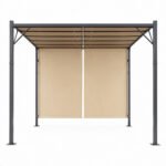 Pergola 3x4 m su plienine konstrukcija ir smėlio spalvos stogeliu – Paveikslėlis 4