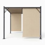 Pergola 3x4 m su plienine konstrukcija ir smėlio spalvos stogeliu – Paveikslėlis 5