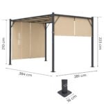 Pergola 3x4 m su plienine konstrukcija ir smėlio spalvos stogeliu – Paveikslėlis 10