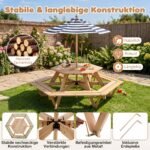 Pikniko stalas šešiakampis su skėčiu 6 vaikams (Natūrali) – Paveikslėlis 4