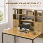 Rašomasis stalas su 4 stalčiais ir reguliuojamomis lentynomis, 105 cm – Paveikslėlis 5