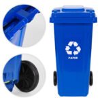 Rūšiavimo konteinerių komplektas 4x240L, HDPE plastiko, su guminiais ratukais – Paveikslėlis 8