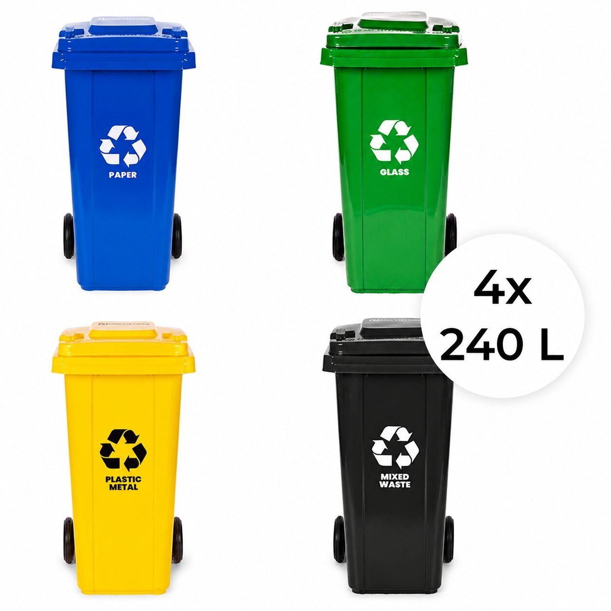 Rūšiavimo konteinerių komplektas 4x240L Rūšiavimo konteinerių komplektas 4x240L