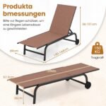 Saulės gultas su ratais ir 6 padėčių reguliuojamu atlošu (Ruda) – Paveikslėlis 2