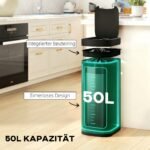 Šiukšliadėžė 50 l, automatinė, atspari pirštų antspaudams – Paveikslėlis 5