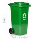 Šiukšlių konteinerių komplektas 5 vnt., 240 l, HDPE, su guminiais ratukais – Paveikslėlis 10