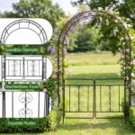 Sodo arka metalinė su užrakinamais varteliais ir atramomis augalams (Juoda) – Paveikslėlis 5