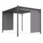 Sodo pergola su reguliuojamu stogu 4x3 m, plieninė, pilka – Paveikslėlis 4