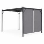 Sodo pergola su reguliuojamu stogu 4x3 m, plieninė, pilka – Paveikslėlis 6
