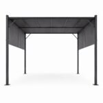 Sodo pergola su reguliuojamu stogu 4x3 m, plieninė, pilka – Paveikslėlis 7