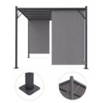 Sodo pergola su reguliuojamu stogu 4x3 m, plieninė, pilka – Paveikslėlis 8