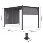 Sodo pergola su reguliuojamu stogu 4x3 m, plieninė, pilka – Paveikslėlis 10