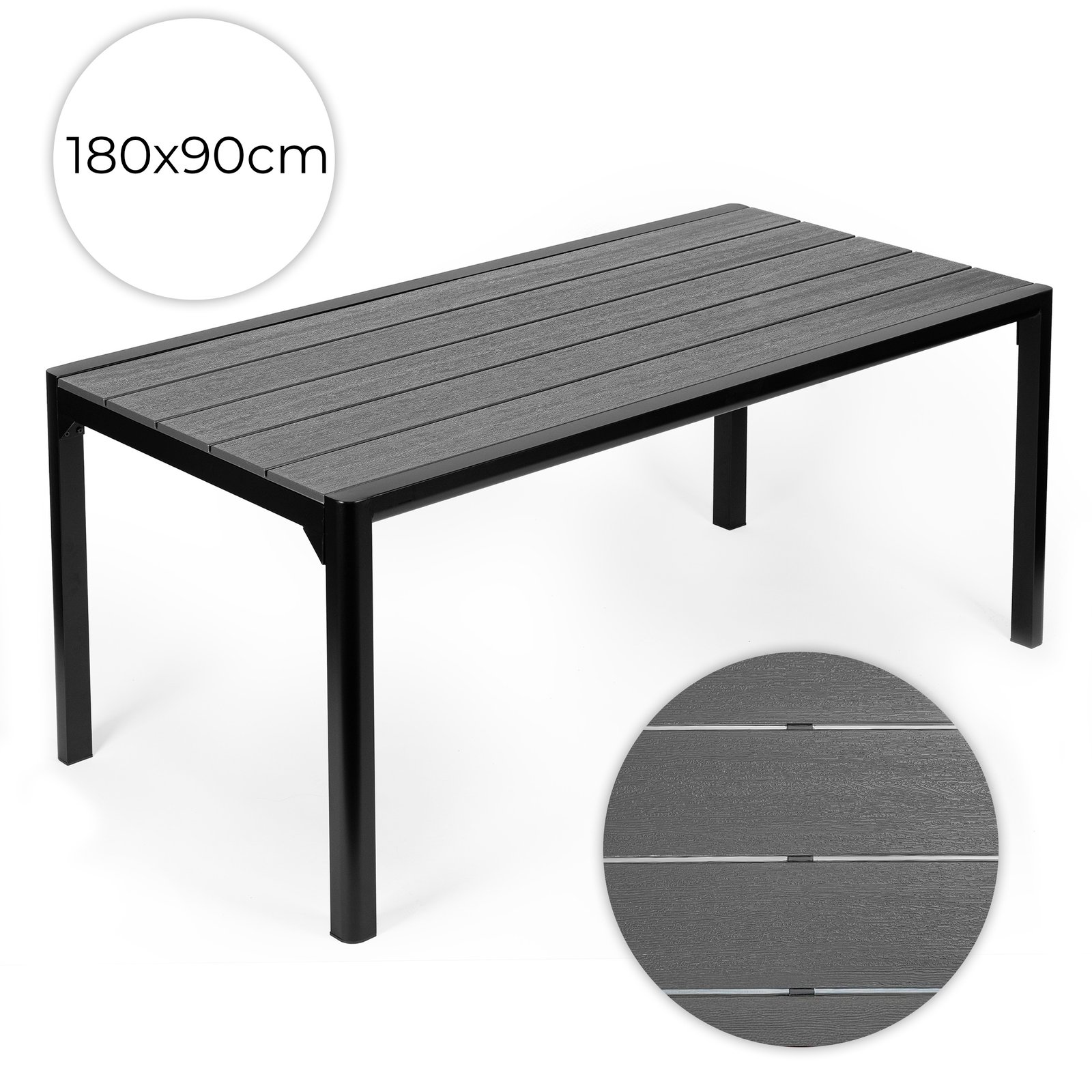 Sodo stalas 180x90 cm su patvariu HDPE stalviršiu Sodo stalas 180x90 cm su patvariu HDPE stalviršiu
