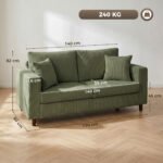 Sofa dvivietė kordinė su plačia gilia sėdyne ir spyruokliniu užpildu – Paveikslėlis 3