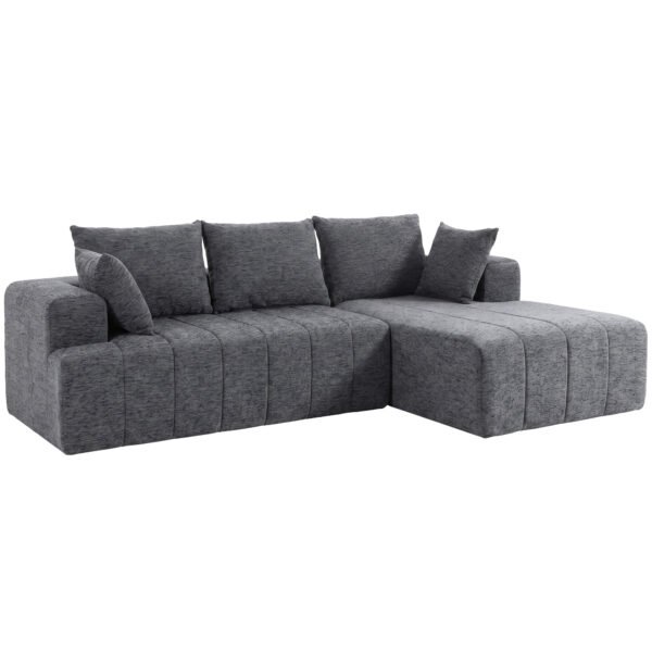 Sofa-lova kampinė L formos išlankstoma čenilinė su kišeninėmis spyruoklėmis
