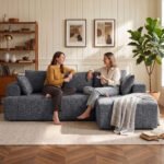 Sofa-lova kampinė L formos išlankstoma čenilinė su kišeninėmis spyruoklėmis – Paveikslėlis 8