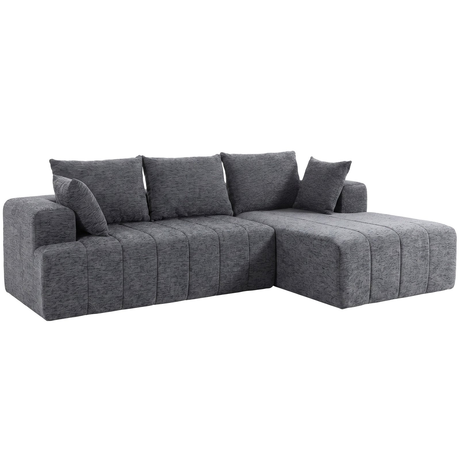 Sofa-lova kampinė L formos išlankstoma čenilinė su kišeninėmis spyruoklėmis