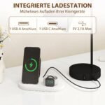 Stalinės lempos, 2 vnt., modernios, su USB-A ir USB-C įkrovimo jungtimis – Paveikslėlis 4