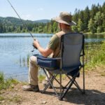Sulankstoma turistinė kėdė su integruotu aušinimo krepšiu 200 kg apkrova (Mėlyna) – Paveikslėlis 3