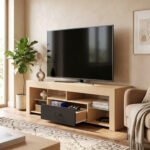 TV spintelė televizoriams iki 65 colių, su reguliuojamomis stiklinėmis lentynomis – Paveikslėlis 7