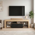 TV spintelė televizoriams iki 65 colių, su reguliuojamomis stiklinėmis lentynomis – Paveikslėlis 9