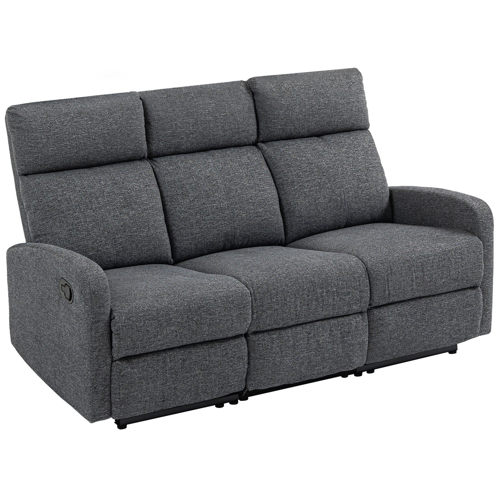 Trivietė reklainerinė sofa su atskirai reguliuojamais atlošais ir kojų atramomis