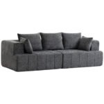 Trivietė šenilinė sofa debesų minkštumu ir patvaria spyruokline sėdima dalimi