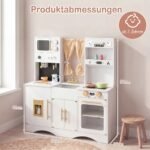 Vaikiška medinė žaidimų virtuvėlė su mikrobangų krosnele (Balta) – Paveikslėlis 2