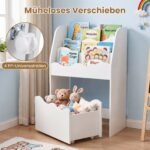 Vaikiška Montessori knygų lentyna su ištraukiamu stalčiumi (Balta) – Paveikslėlis 5