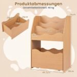 Vaikiška medinė lentyna Montessori stiliaus su ištraukiamu stalčiumi (Natūrali) – Paveikslėlis 2