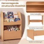 Vaikiška medinė lentyna Montessori stiliaus su ištraukiamu stalčiumi (Natūrali) – Paveikslėlis 4