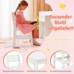 Vaikų kosmetinis staliukas su apšviestu veidrodžiu ir kėdute (Kreminė balta) – Paveikslėlis 4