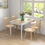 Valgomojo stalas kaimiško stiliaus pušinis 4 asmenims 120x75 cm – Paveikslėlis 2