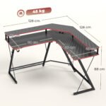 Žaidimų stalas L formos 128 cm su monitorių pakyla ir elektros lizdais – Paveikslėlis 3