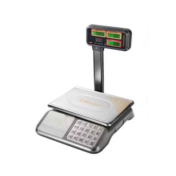 Profesionalios prekybinės svarstyklės su dvipusiu LCD ekranu ir 40 kg talpa (Sidabrinė)