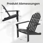 Adirondack kėdžių komplektas iš akacijos medžio su ergonomiška atkalte (Juoda) – Paveikslėlis 2